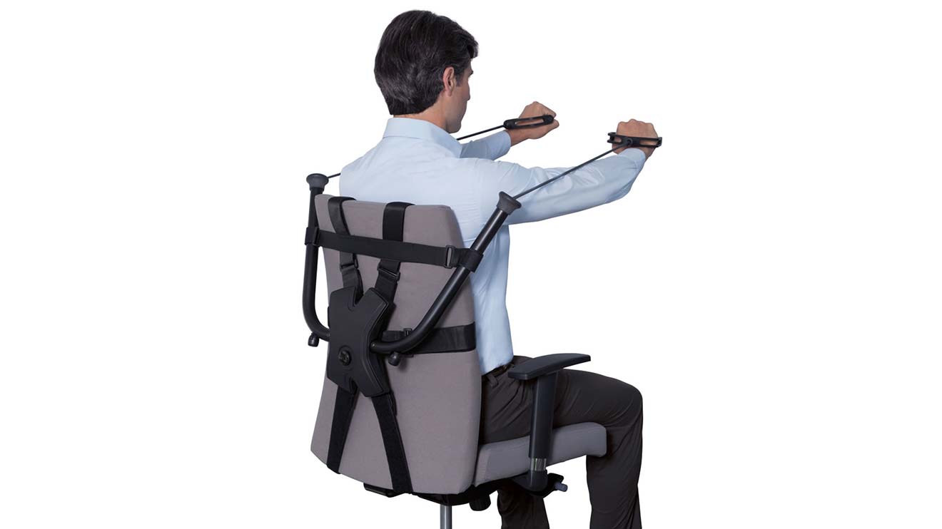 Fit mach mit: Hammacher produziert nicht nur Bürostühle, sondern auch gleich die passenden Fitness-Vorrichtungen dazu. 